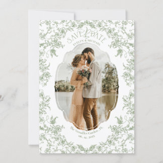 Save The Date Romance Floral Chinoiserie Classique Amour Vert Sa
