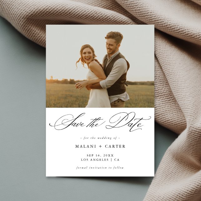 Save The Date Romantic Chic Script tendance Mariage photo rustiq (Créateur téléchargé)