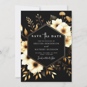 Save The Date Romantic Elegant Gold et Black Mariage