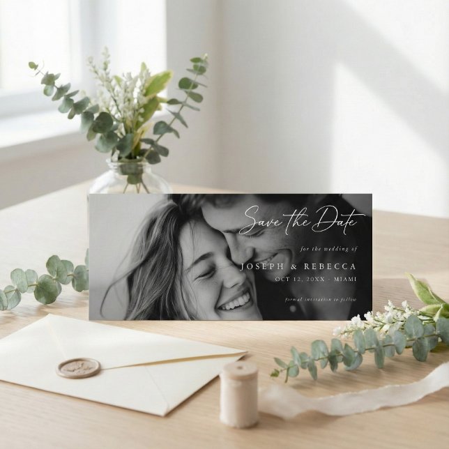 Save The Date Romantic ELEGANT Script Photo Wedding (Créateur téléchargé)