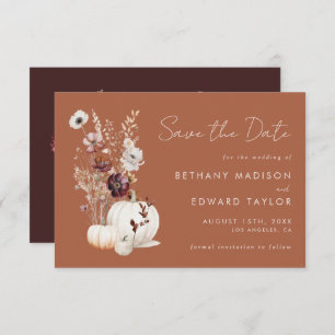 Save The Date Romantic Fall Terracotta Fleur sauvage Mariage