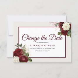 Save The Date Romantique Bourgogne Mariage Floral Changer La Dat