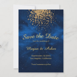 Save The Date Romantique céleste Univers bleu moderne