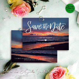 Save The Date Romantique Coucher de soleil bleu Tropical Summer 