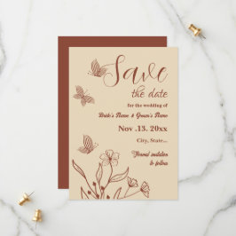 Save The Date Romantique élégant mariage à fleurs en terre cuite