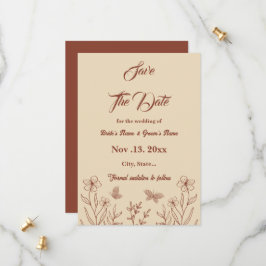 Save The Date Romantique élégant mariage à fleurs en terre cuite