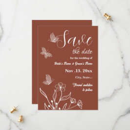 Save The Date Romantique élégant mariage à fleurs en terre cuite