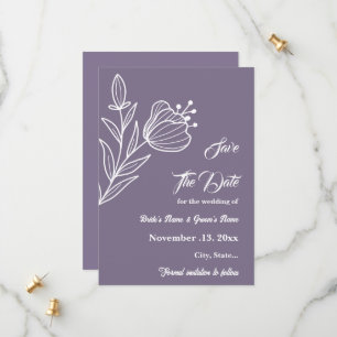 Save The Date Romantique élégant mariage floral mauve