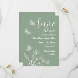 Save The Date Romantique élégant mariage floral vert sauge