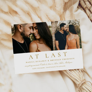 Save The Date Romantique Enfin Deux Photo Antique Or Mariage