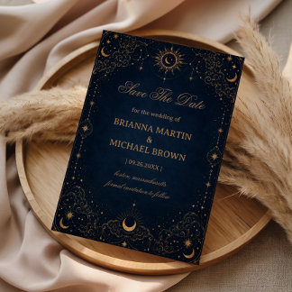 Save The Date Romantique Floral Cosmique Vintage Céleste