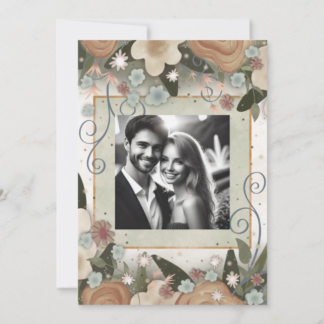 Save The Date Romantique Floral Élégant Mariage d'Inspirété mode (Dos)