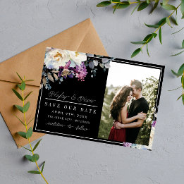 Save The Date Romantique Floral Moody Dark Flowers Mariage