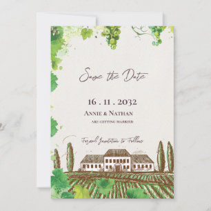 Save The Date Romantique Grapevine Vin Pays Vignoble Mariage