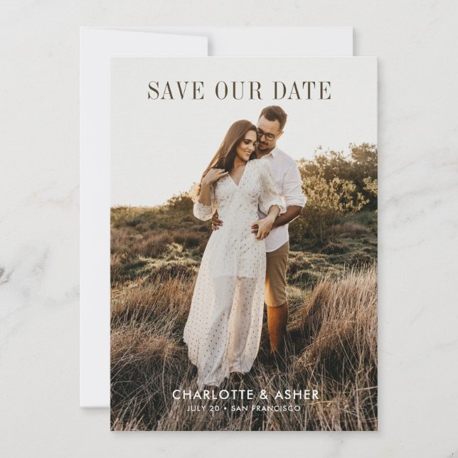 Save The Date Romantique moderne Couple Photo Enregistrer la dat (Devant)
