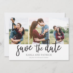 Save The Date Romantique Script Photo Collage Enregistrer La Dat