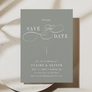 Save The Date Romantique Tourbillonnant calligraphie Sage Green