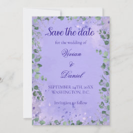 Save The Date Romantique violet verdure Enregistrer la date Mari