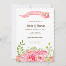 Save The Date. Romantische Rose im Wasserbereich Einladung