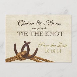 Save The Date Rope rustique et chaussures de cheval Enregistrer 