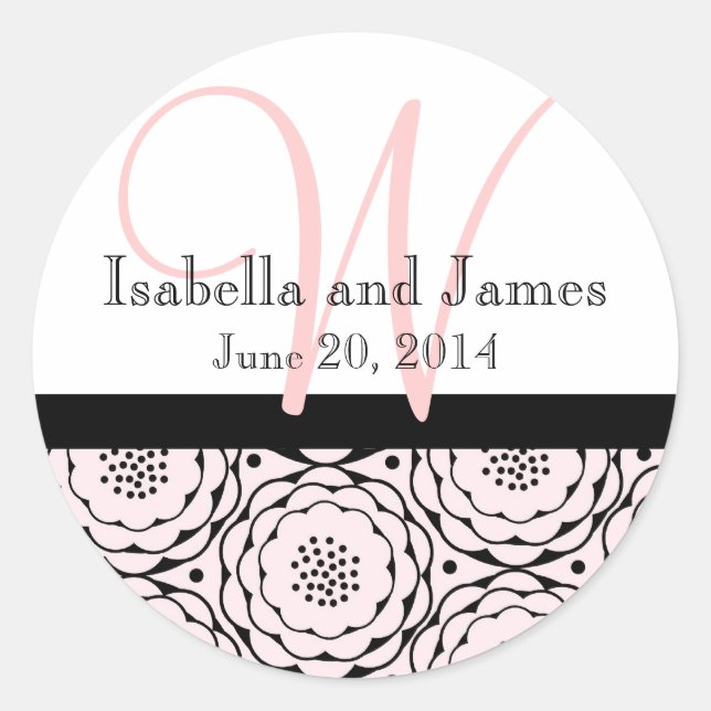 Save the Date rosa Blume Hochzeitsticker Runder Aufkleber (Vorderseite)