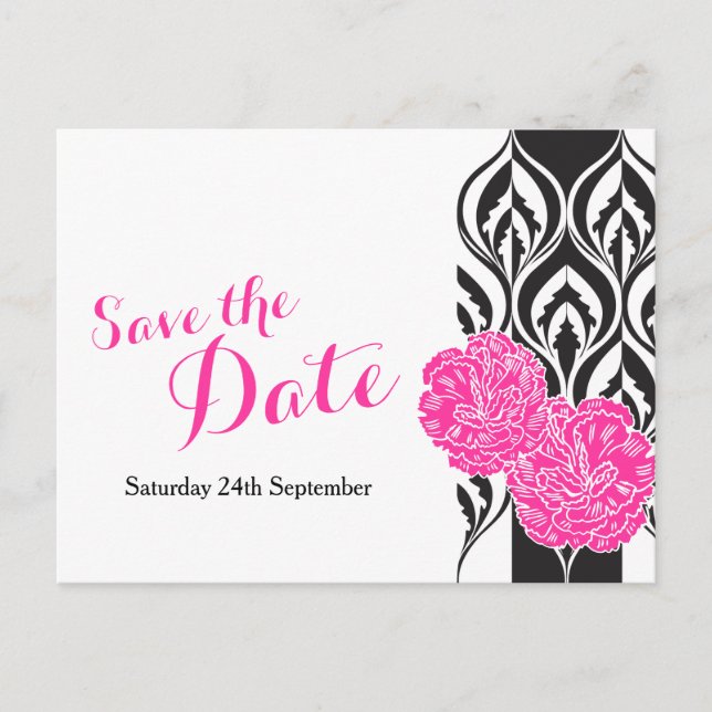 Save the Date rosa Dianthus Hochzeit Postkarte (Vorderseite)