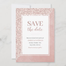 Save the Date Rosa Glitzer Aquarellfarben Einladun