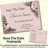 Save The Date - Rosa Rosen & Tauben Hochzeit
