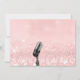 Save the Date Rosa Schwarz Rose Glitzer Mikrofone