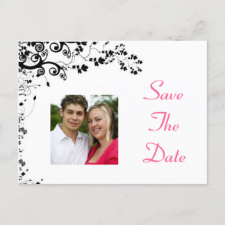 Save the Date rosa und schwarz Ankündigungspostkarte