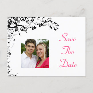 Save the Date rosa und schwarz Ankündigungspostkarte