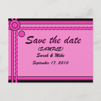 SAVE THE DATE - (rosa und schwarz) - Kreise/Linien Ankündigungspostkarte