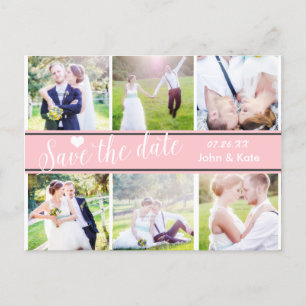 SAVE THE DATE Rosa Weiße Hochzeit 6 FOTO Postkarte