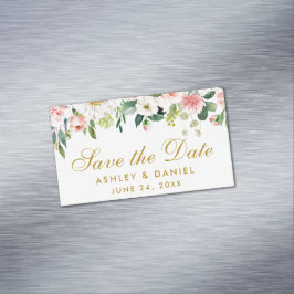 Save the Date rosa Weißer Blumenmagnet Magnetische Visitenkarte