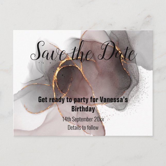 SAVE THE DATE ROSE ANKÜNDIGUNGSPOSTKARTE (Vorderseite)