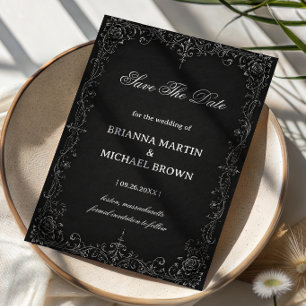 Save The Date Rose Baroque Monochrome