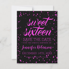 Save The Date Rose Black Sweet 16 Anniversaire Date de sauvegard