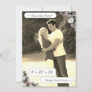 Save The Date Rose & Blanc Floral Catholique Enregistrer La Date