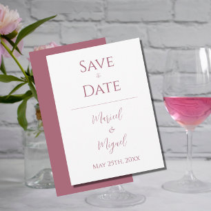 Save The Date Rose & blanc Moderne Élégant minimaliste Mariage
