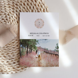 Save The Date Rose Blush Magnolia Floral Ajouter Image Enregistr