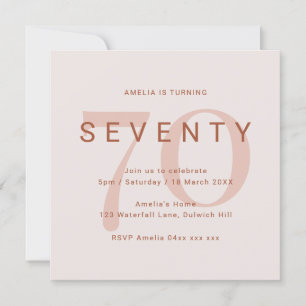 Save The Date Rose contemporain 70e anniversaire de fête Invitat