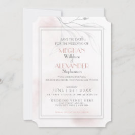 Save The Date Rose corail Aquarelle Pewlow Branch