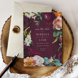 Save The Date Rose de Bourgogne Ranunculus Mariage