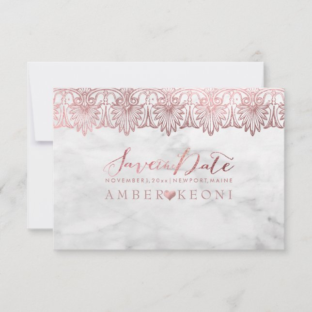 Save The Date Rose de dentelle PixDezines Gold/Marble/Save Date (Devant)