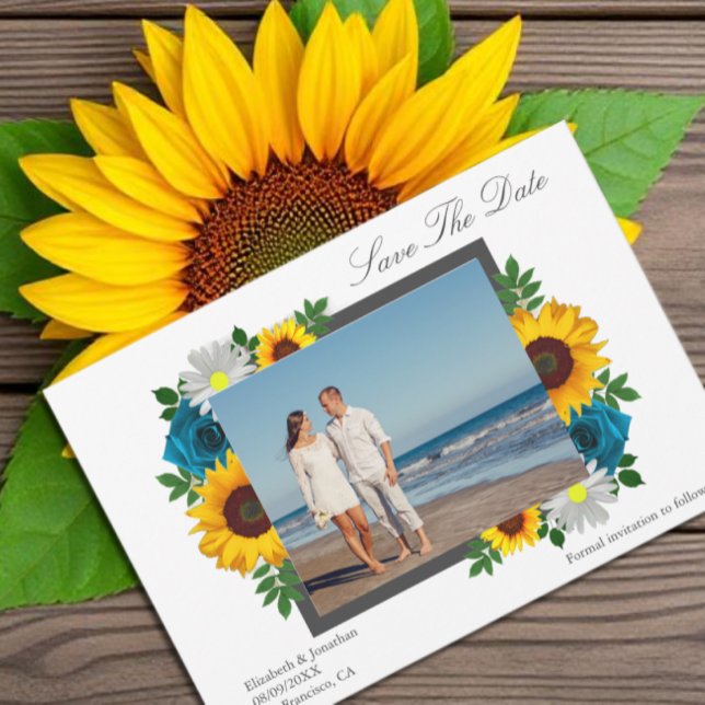 Save The Date Rose de tournesol Daisy Floral Mariage (Créateur téléchargé)