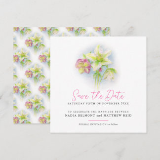Save The Date rose d'hiver peinture aquarelle faite à la main ma