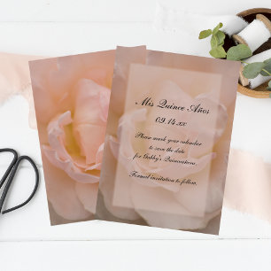 Save The Date Rose Floral Quinceañera Enregistrer la date