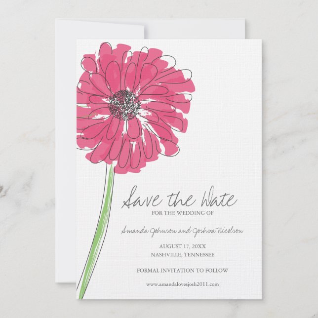 Save The Date Rose Gerber Daisy Enregistrer la date (Devant)
