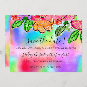 Save the Date Rose Glitzer Holograph Blue