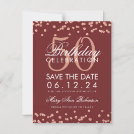 Save The Date Rose Gold 50 Anniversaire Date de sauvegarde Confe